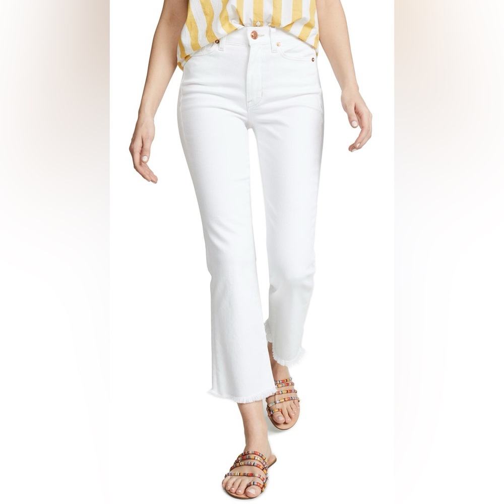 AYR Women's Magnolia White Raw Hem Cropped Ankle Denim Jeans Size 29 (29x27)